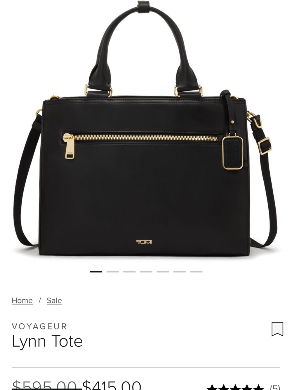 Tumi Black Leather Lynn Tote with Gold Hardware new but without tags/never used